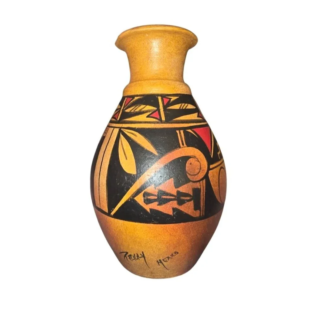 Mexican Handmade Painted Pottery Vase (Made in Mexico)